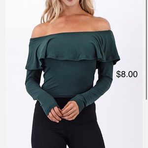Over the shoulder shirt pine green